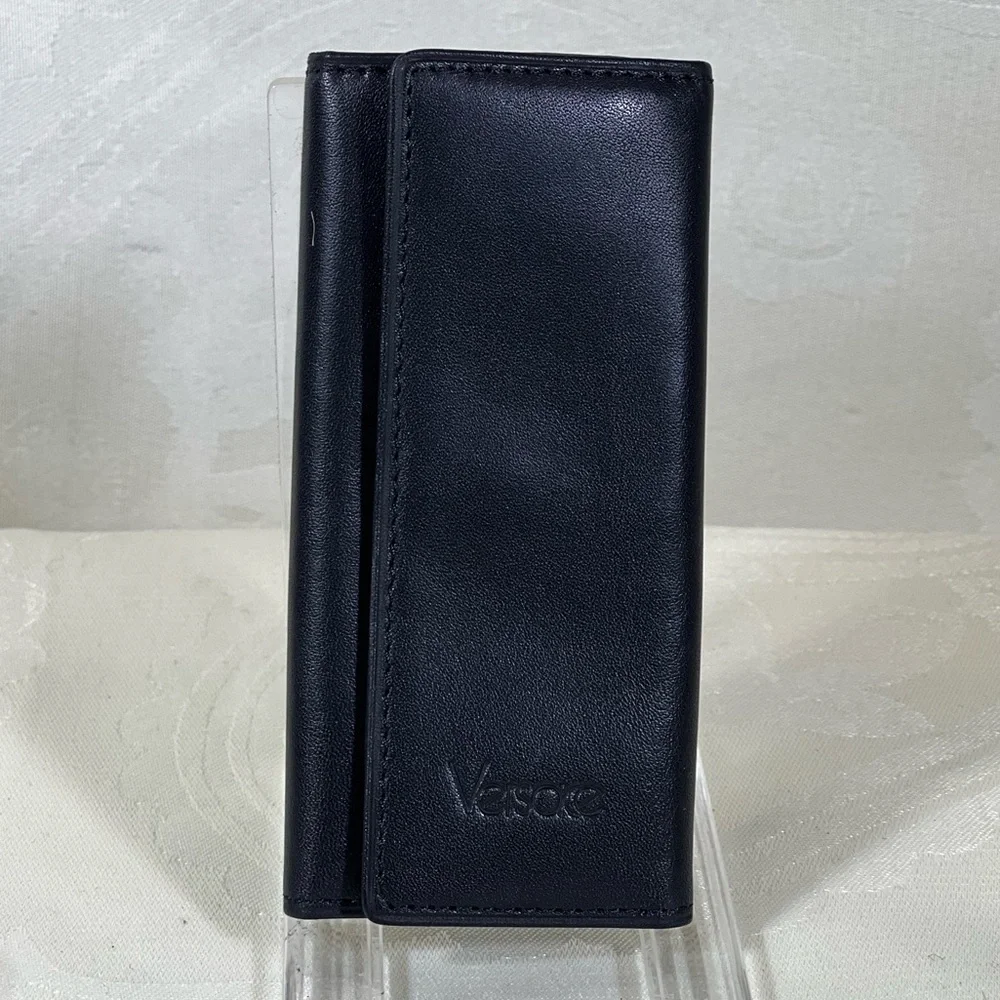 1094: Versace Black Soft Leather 6-Key Case Holder